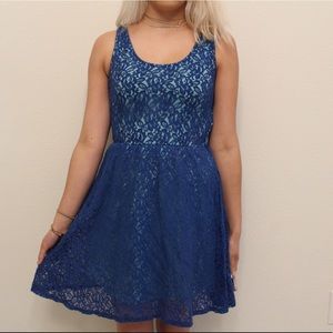 Blue Lace Layered Dress